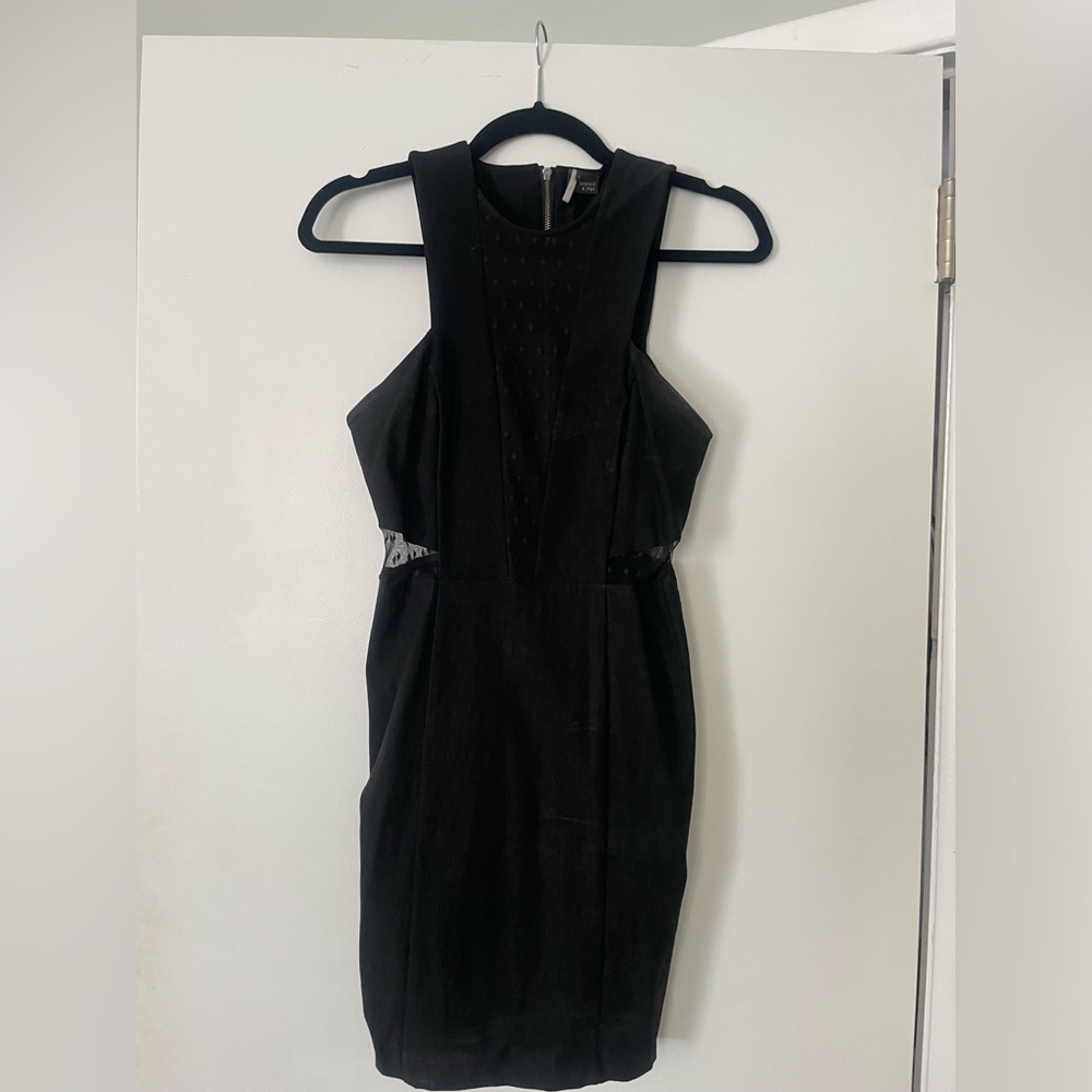 Urban Outfitters Black Bodycon Mesh Swiss Dot Cutouts Size Small